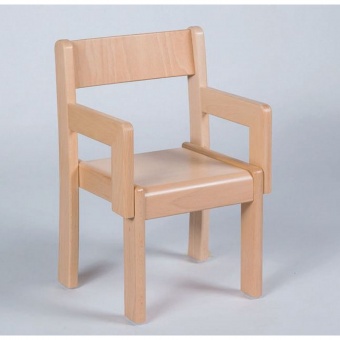 Massivholzkinderstuhl mit Armlehnen, Buche massiv, Kunststoffgleiter 